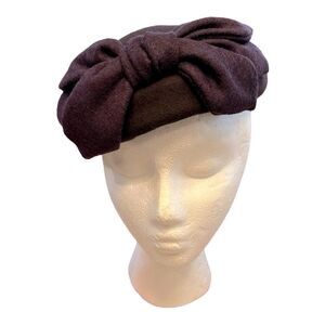 Pillbox Hat elegant 100% wool bow dark purple elegant 50’s style NEW